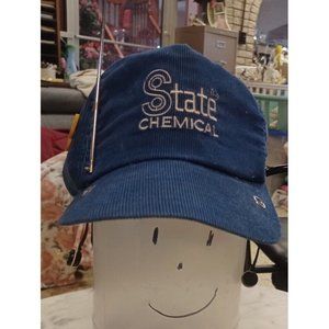 Vintage Novelty Cap Blue Corduroy Transistor Radio Antena Ear Plugs State Chemic